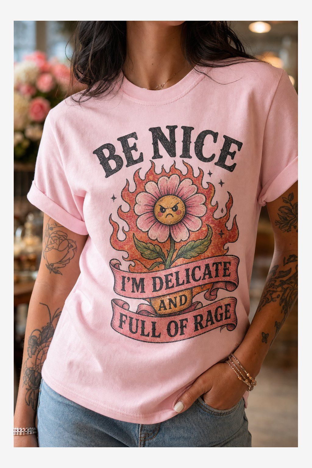 Be Nice, I’m Delicate and Full of Rage T-Shirt product image 4