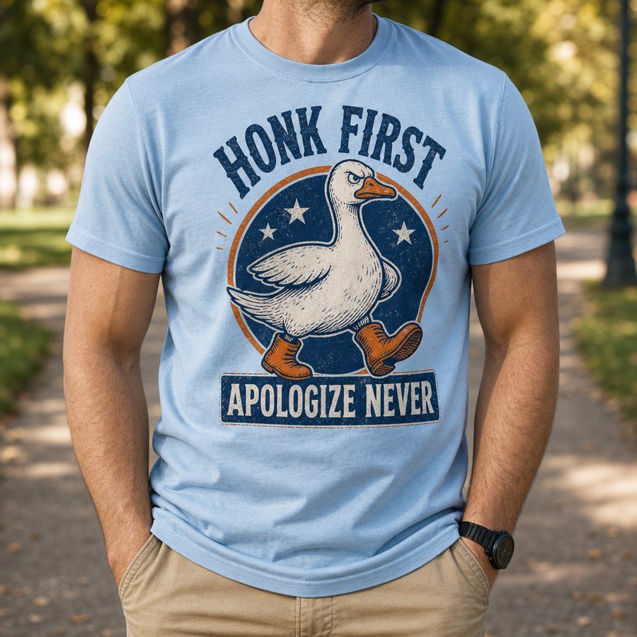 Honk First Apologize Never Goose T-Shirt product image 1