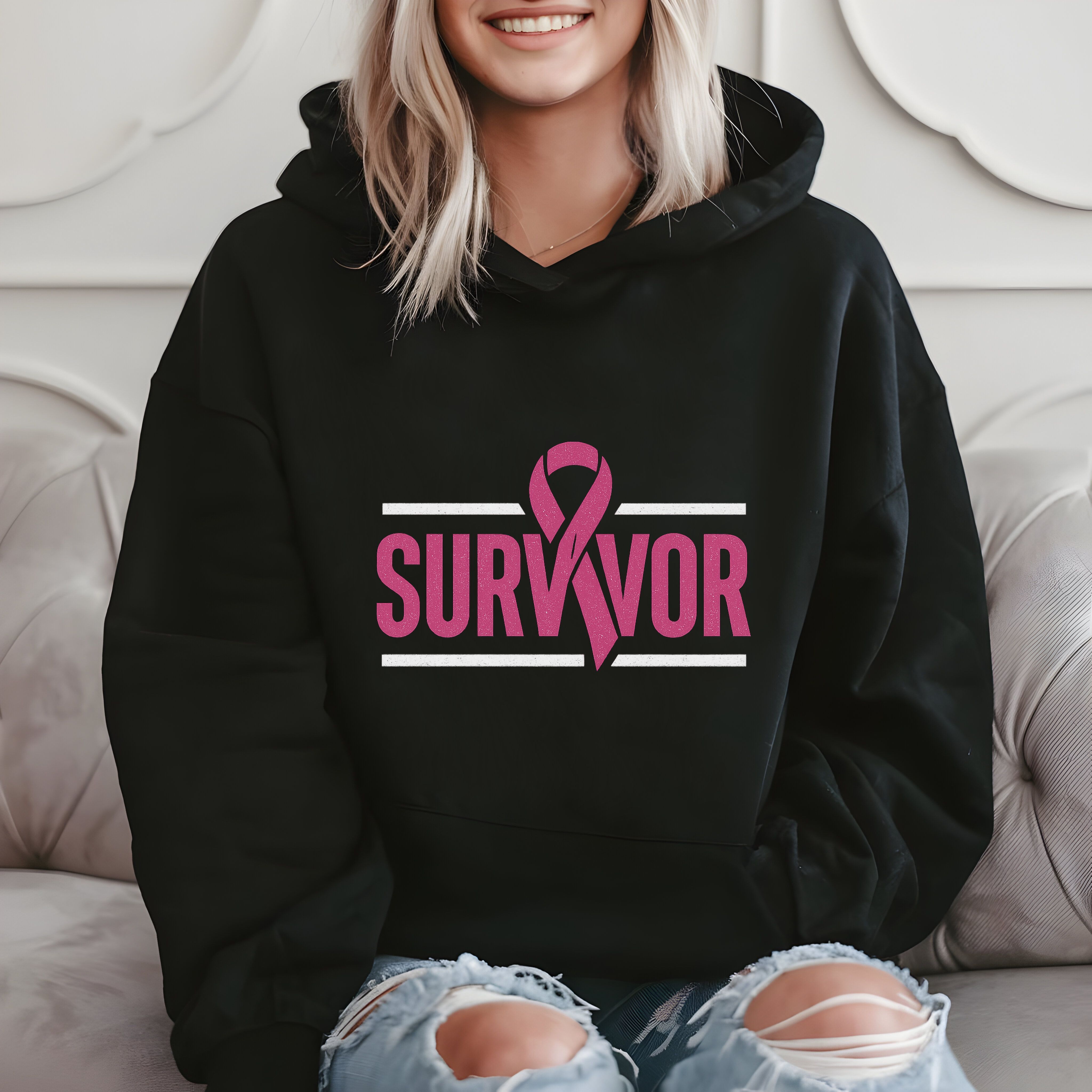Survivor Pink Ribbon Gift, Breast Cancer Awareness, Support Hoodie product image 2