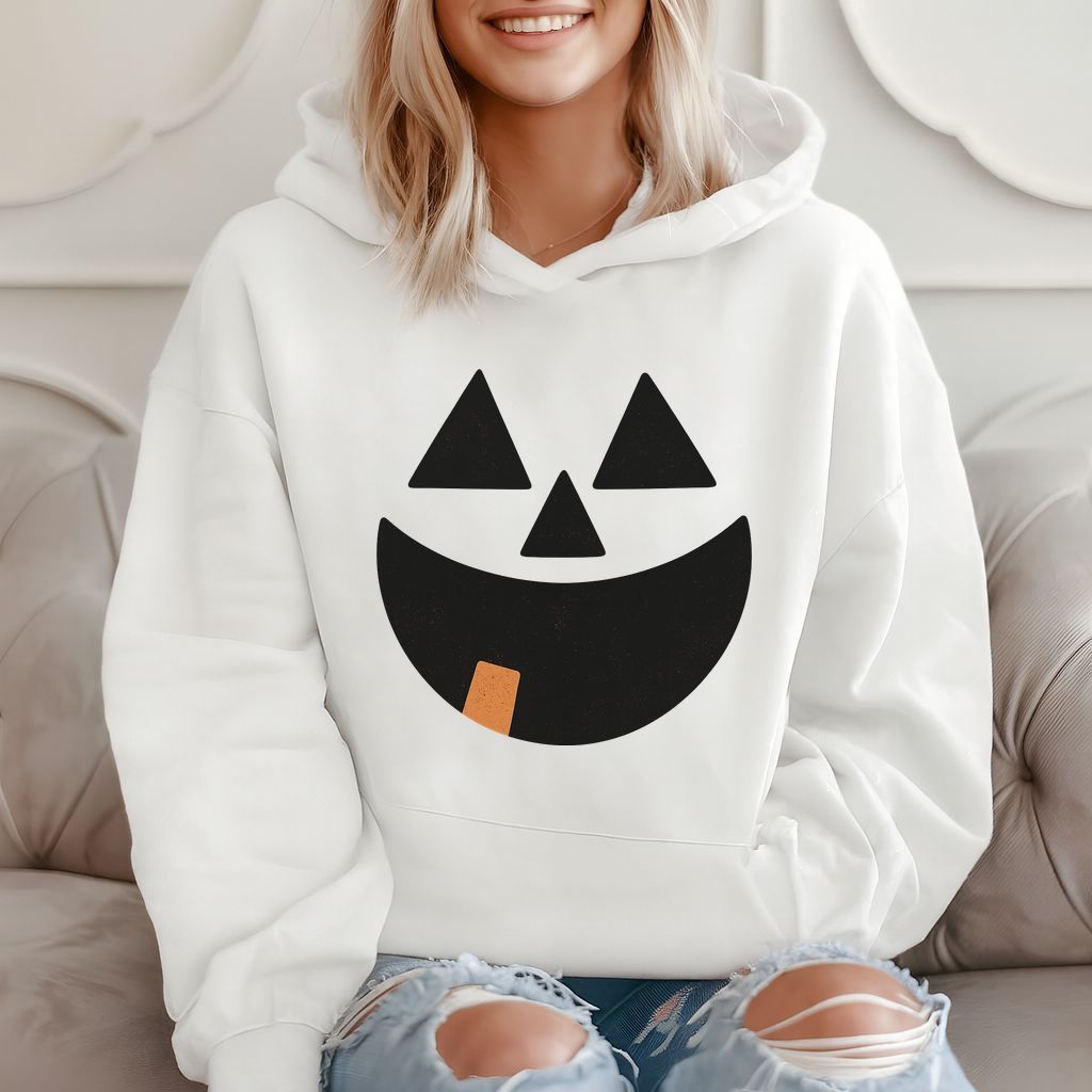 Jack-o-lantern Face With One Tooth Halloween Gift, Spooky Hoodie product image 2