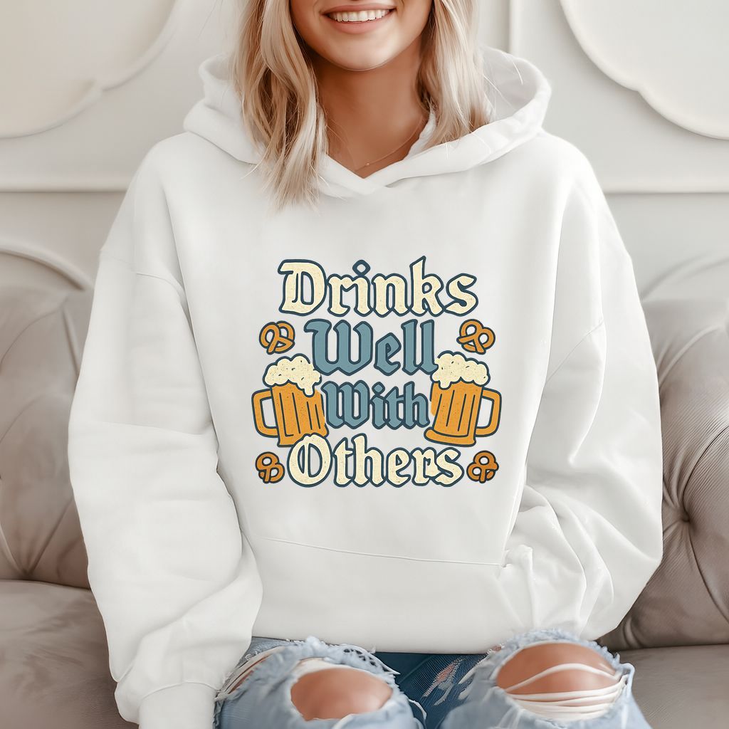 Drinks Well With Others - Funny Beer Lovers Hoodie product image 2