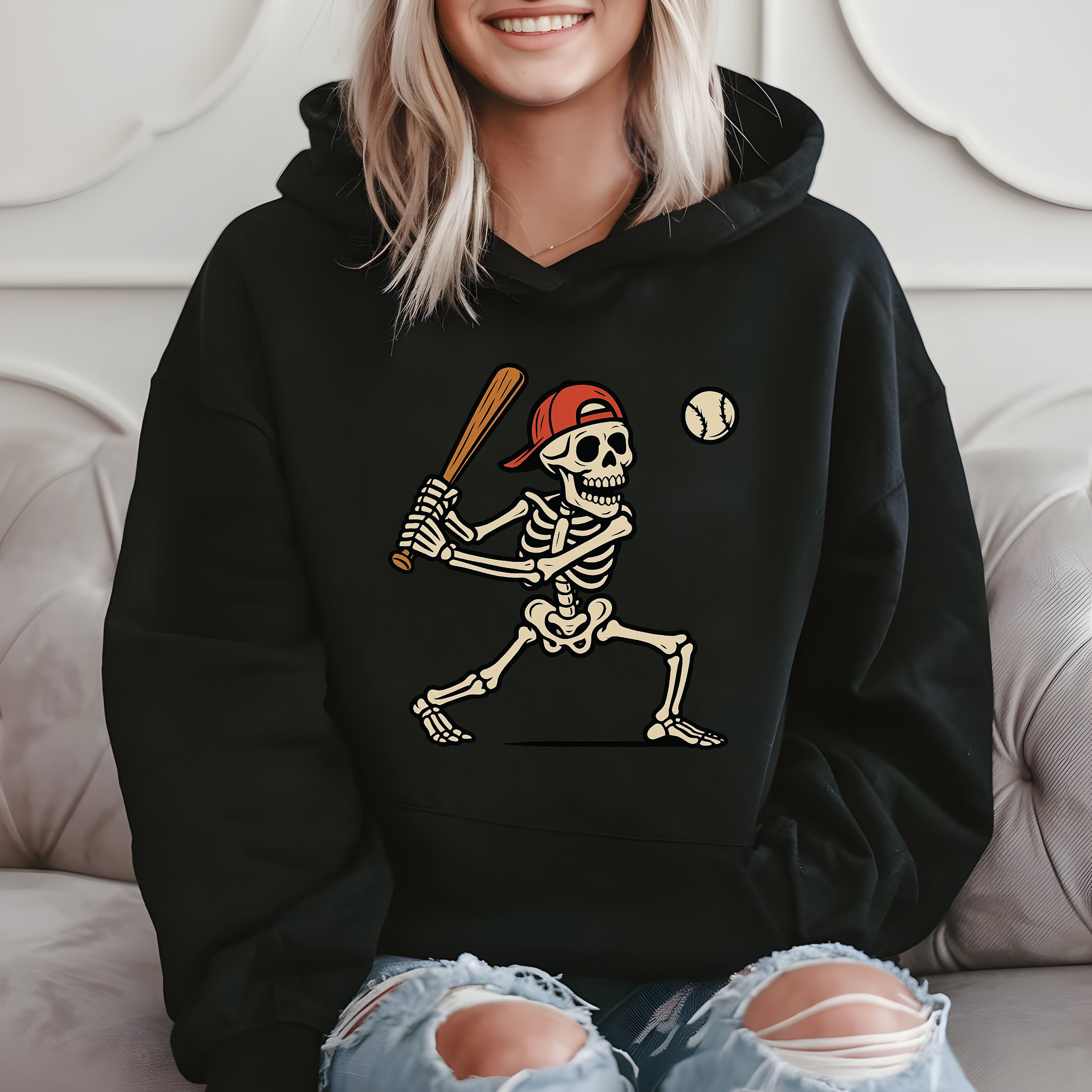 Skeleton Batter Funny Baseball Hoodie product image 2