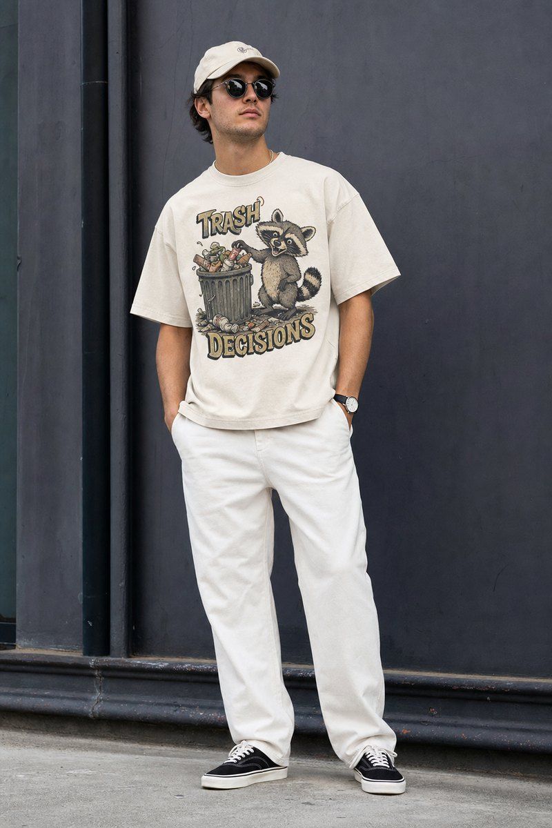 Trash Decisions Raccoon Premium Boxy Tee – Graphic Streetwear T-Shirt for Everyday Outfits, graphic art / gift product image 1