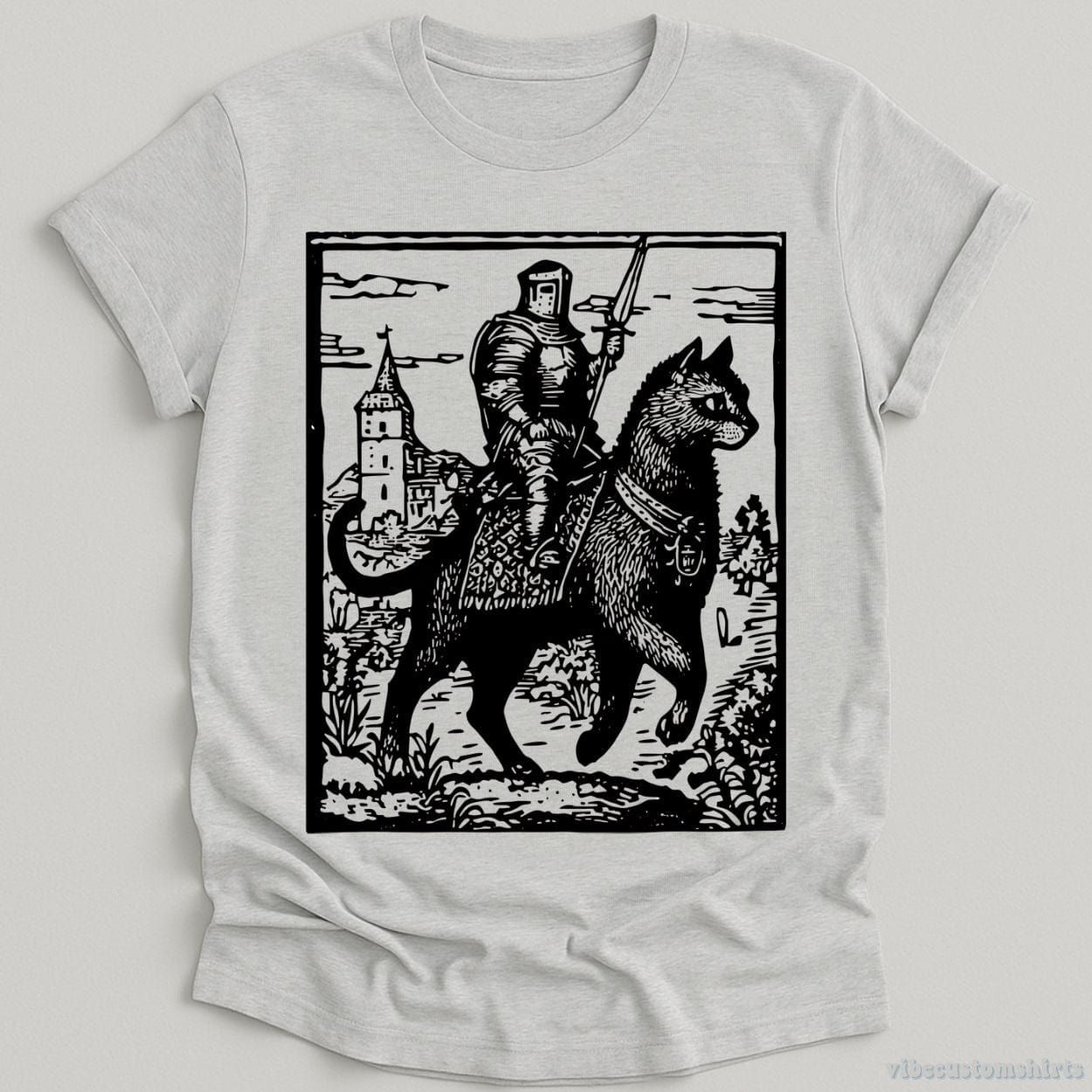 Knight Cat Rider Vintage Graphic Shirt product image 5