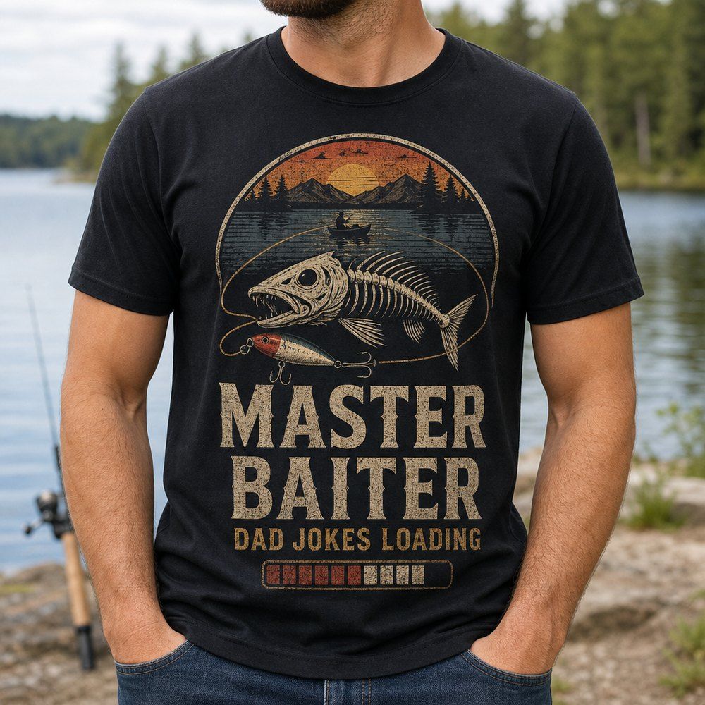 Master Baiter Dad Jokes Loading T-Shirt product image 1