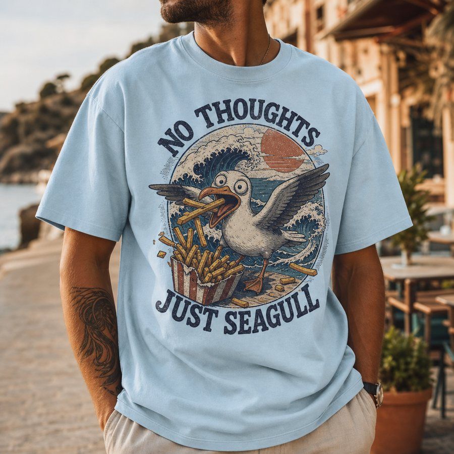 No Thoughts Just Seagull T-Shirt product image 3