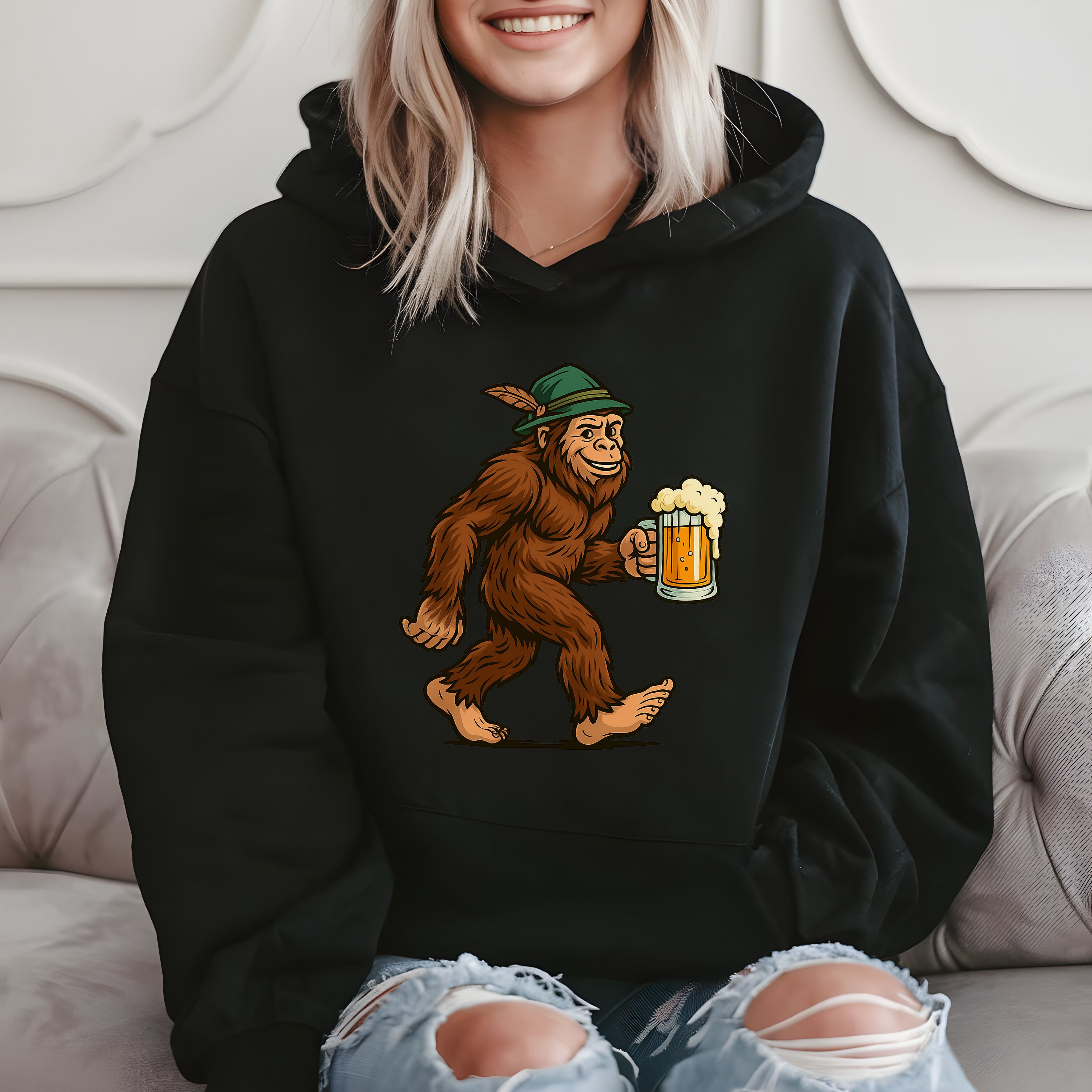 Bigfoot, Prost Oktoberfest Party Gift, Funny Sasquatch Beer Lover Hoodie product image 2