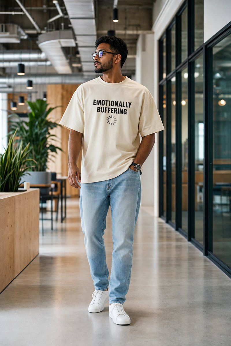 Emotionally Buffering Premium Boxy Tee – Graphic Streetwear T-Shirt for Everyday Outfits, graphic art / gift product image 1