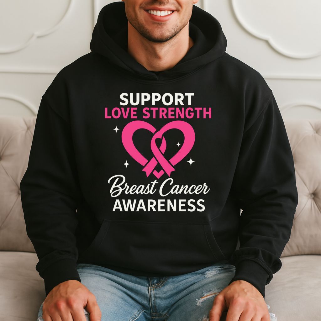 Support Love Strength Breast Cancer Awareness Cute Gift Hoodie product image 1