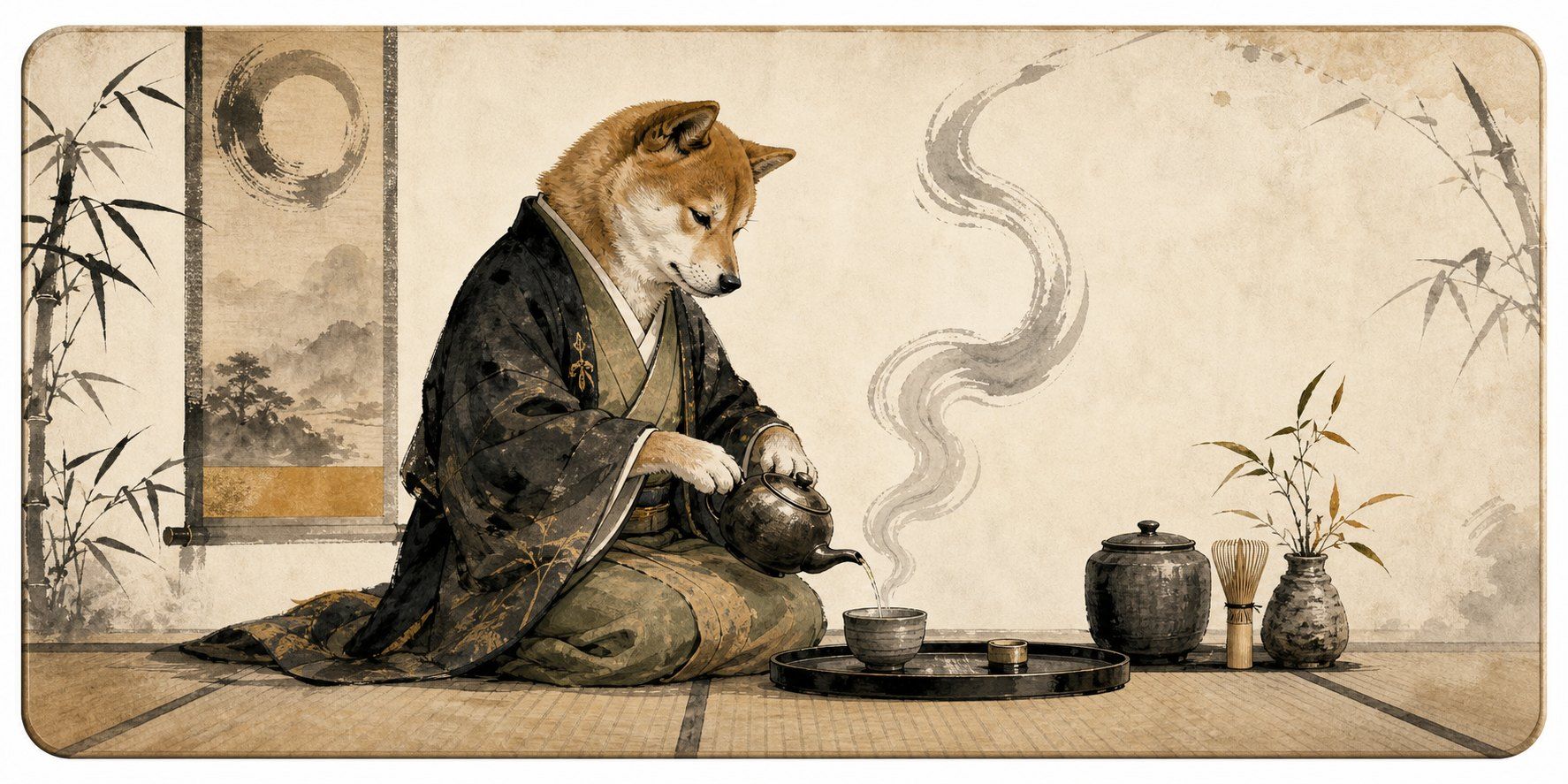Shiba Tea Master Sumi Ink Desk Mat product image 1