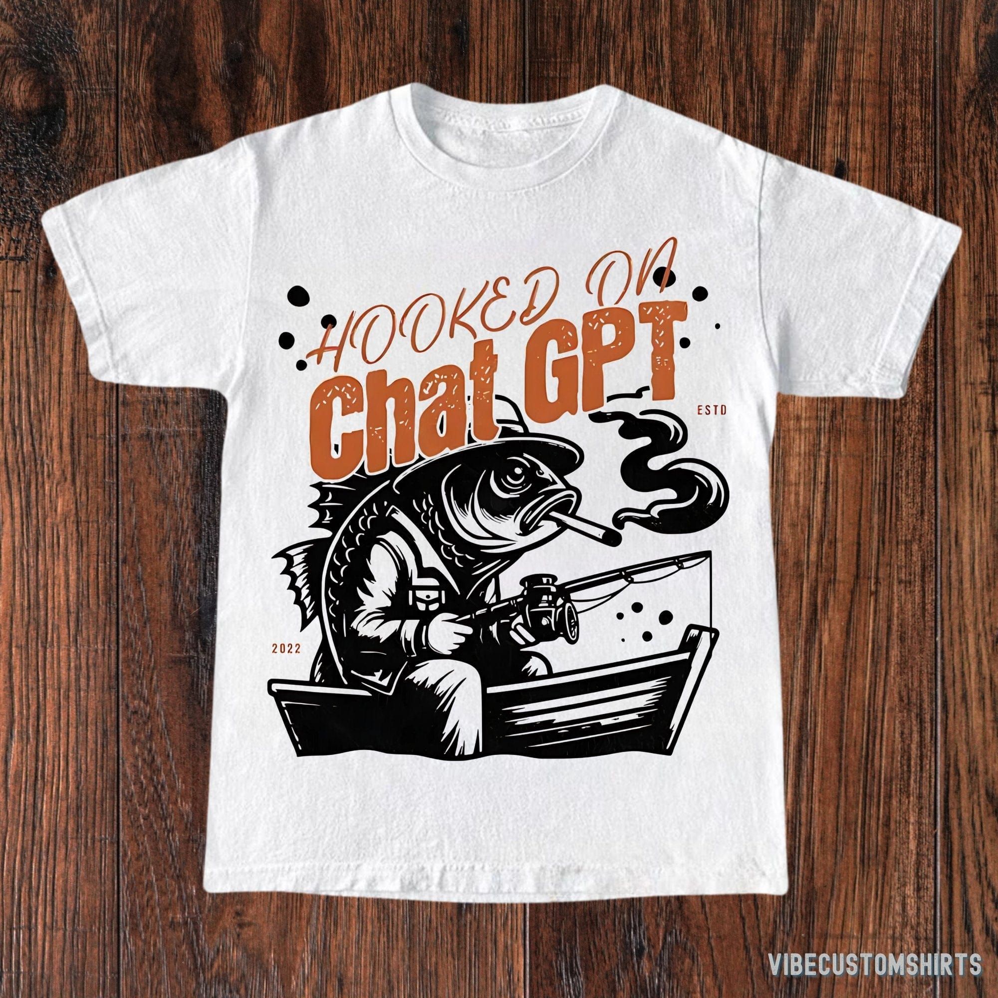 Hooked On Chat GPT Funny Shirt, Vintage Funny Fishing T-Shirt, Ai Took My Job Tee, Funny ChatGpt Tee, Fun Chat GPT Gift product image 2