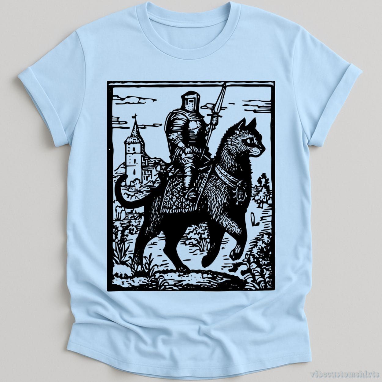 Knight Cat Rider Vintage Graphic Shirt product image 3