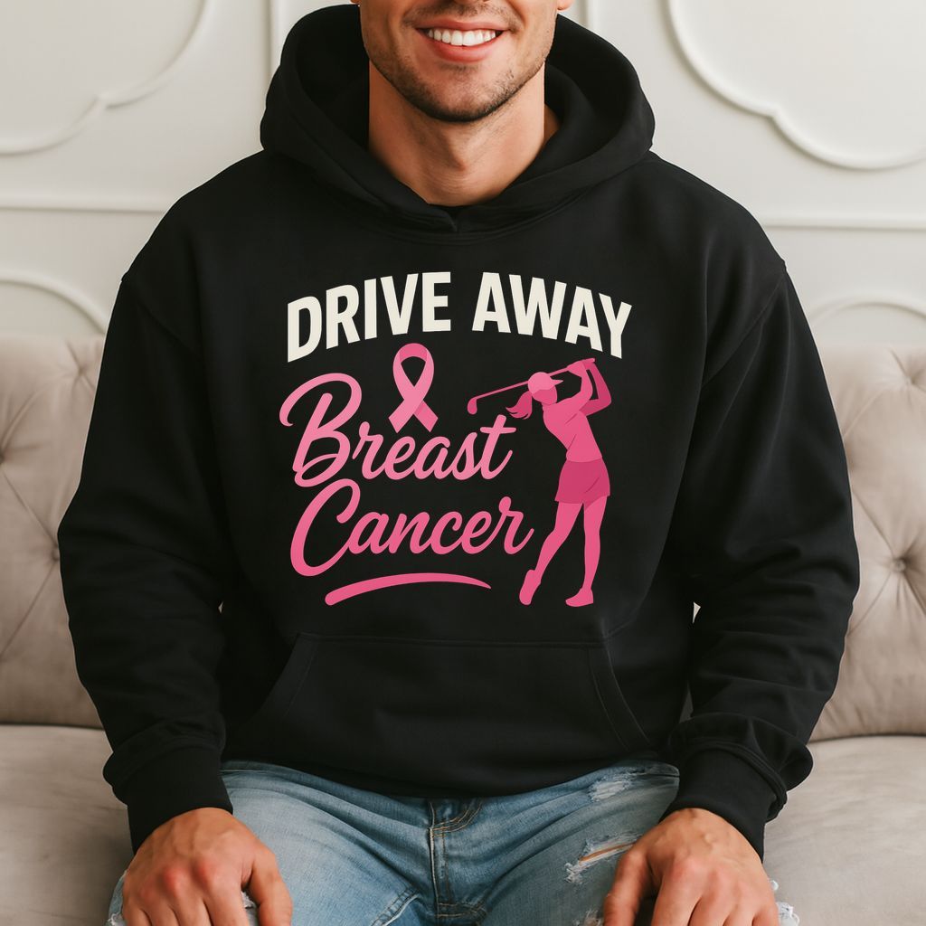 Drive Away Breast Cancer Golf Gift, Breast Cancer Awareness Hoodie product image 1