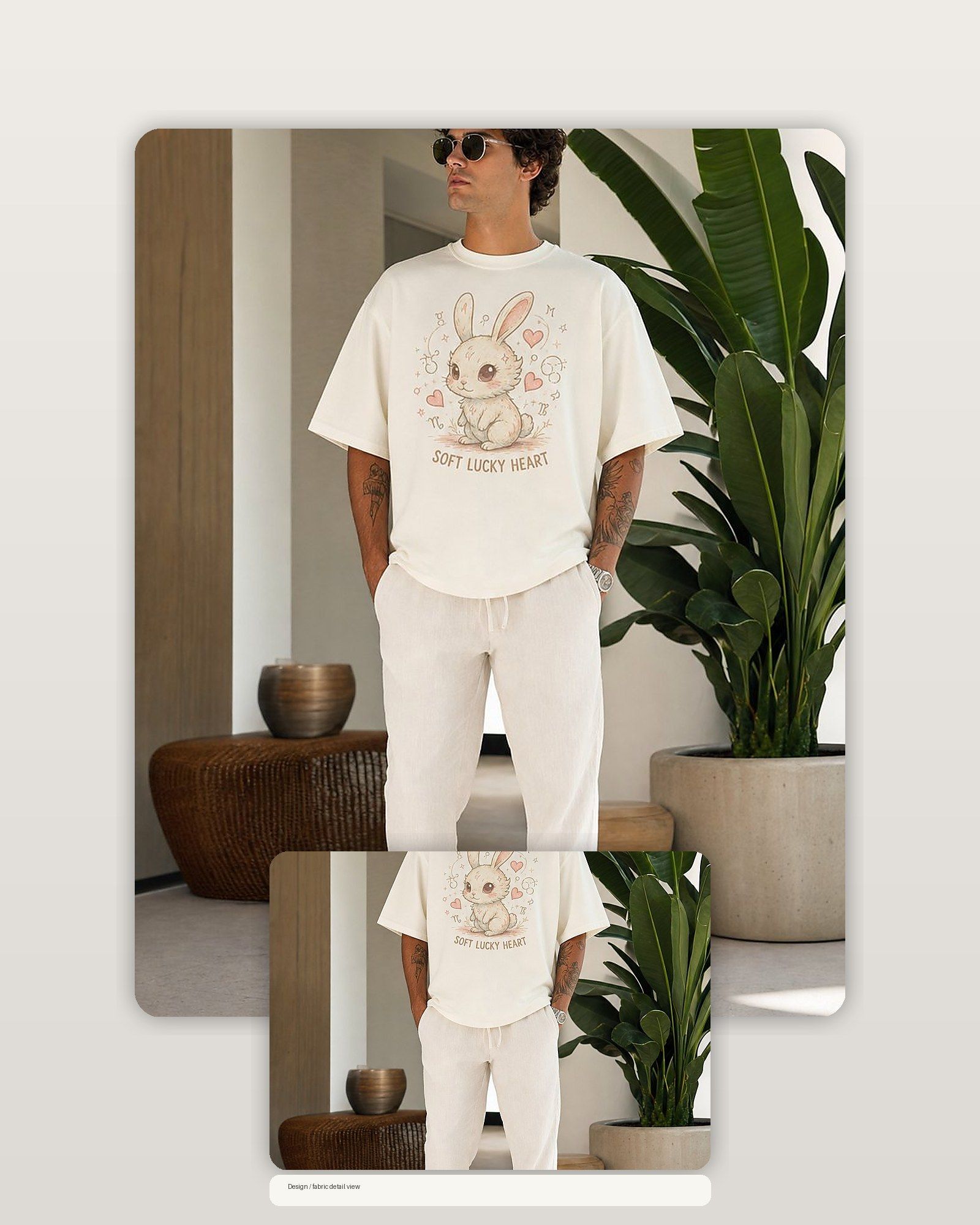 Rabbit Soft Lucky Heart Premium Boxy Tee – Graphic Streetwear T-Shirt for Everyday Outfits, rabbit lover gift / cute animal product image 2