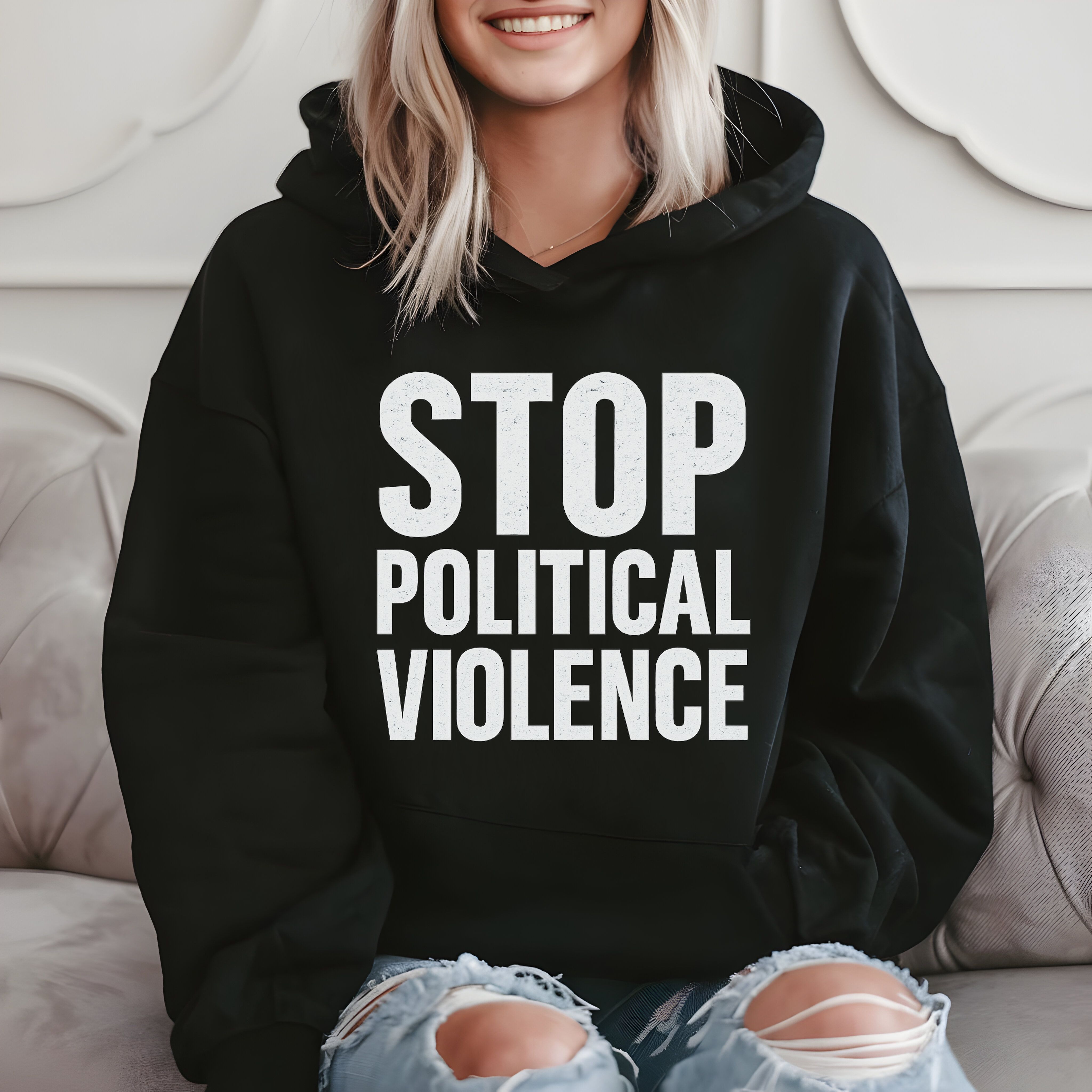 Stop Political Violence - Bold Statement Hoodie product image 2