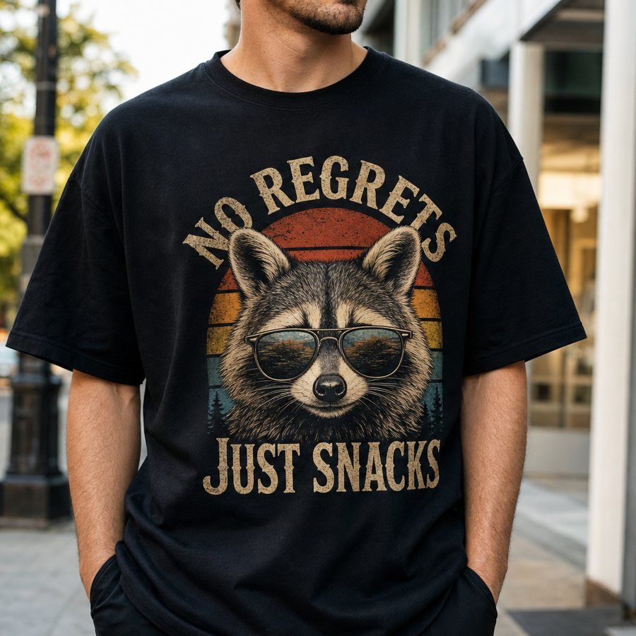 Raccoon With Snacks and No Regrets T-Shirt product image 1