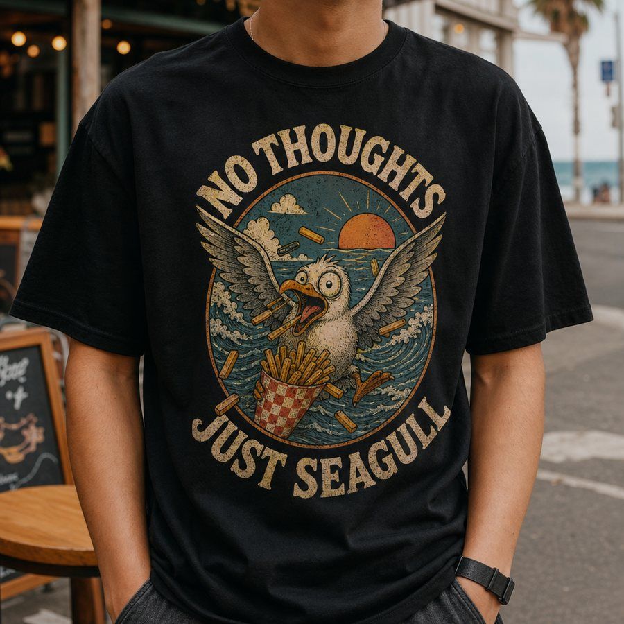 No Thoughts Just Seagull T-Shirt product image 5