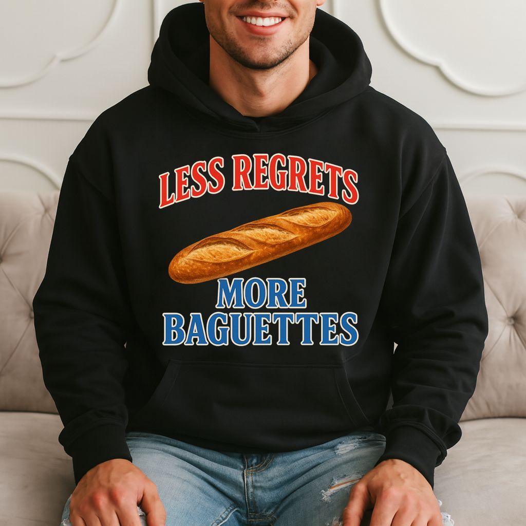 Less Regrets More Baguettes - Funny French Quote Hoodie product image 1