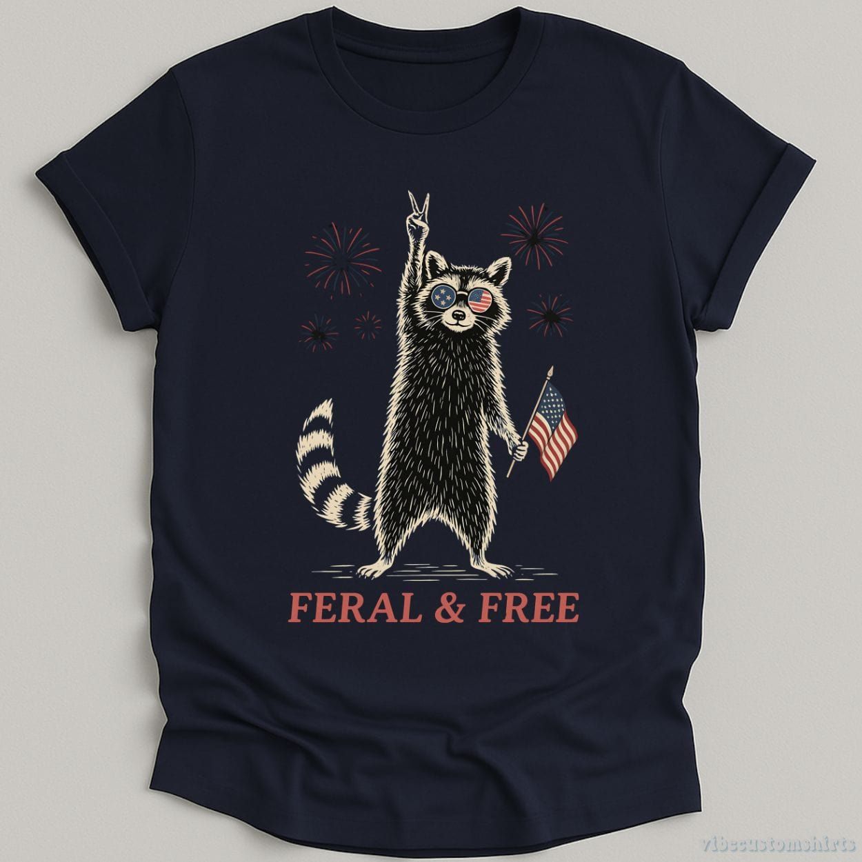 Feral & Free Patriotic Raccoon Shirt product image 3