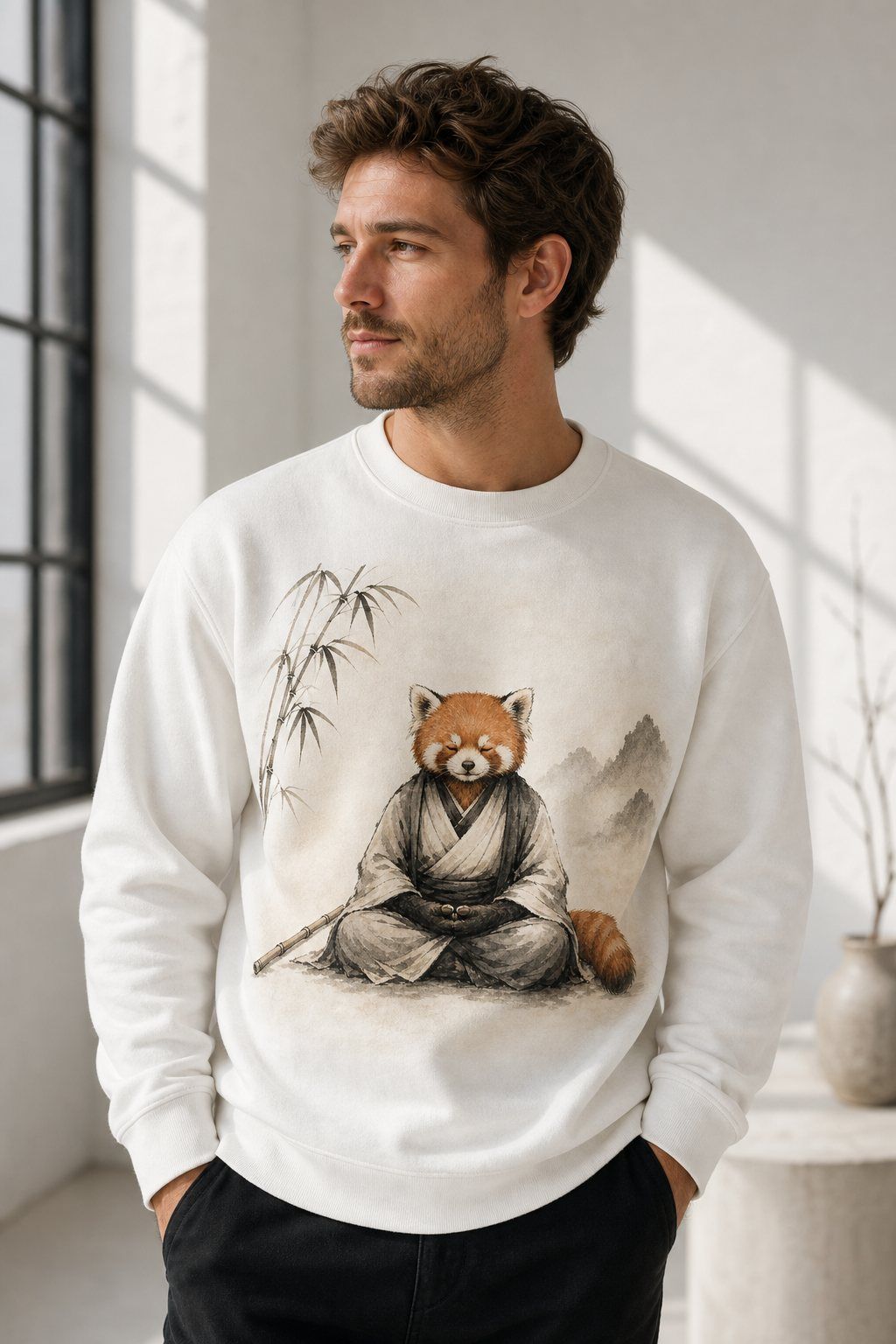 Red Panda Monk Sumi Ink Sweatshirt product image 2