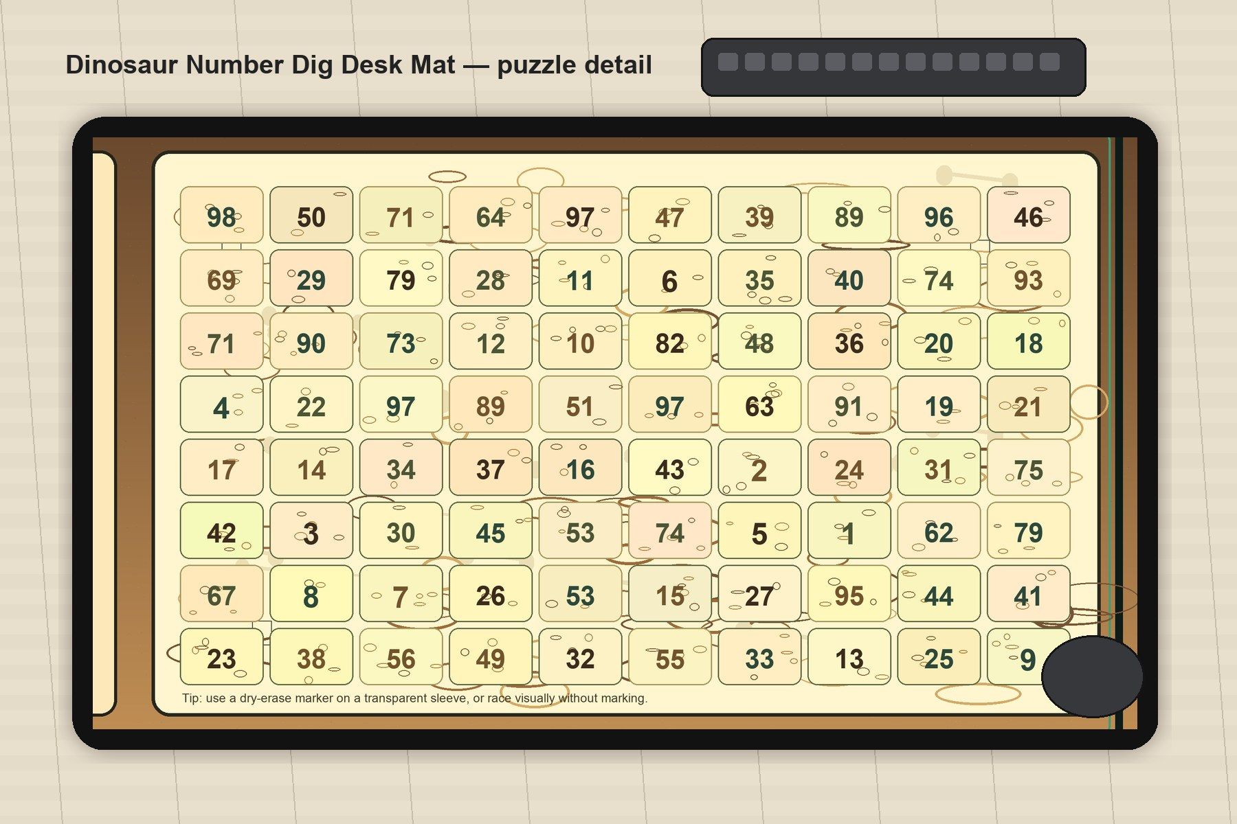 Dinosaur Number Dig Large Desk Mat – Gaming Mouse Pad for Office Setup, graphic art / gift product image 3