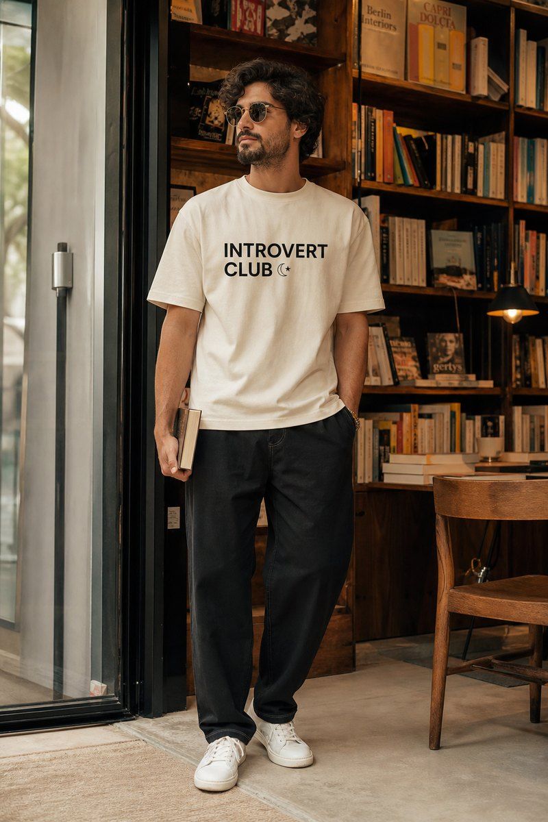 Introvert Club Premium Boxy Tee – Graphic Streetwear T-Shirt for Everyday Outfits, graphic art / gift product image 1