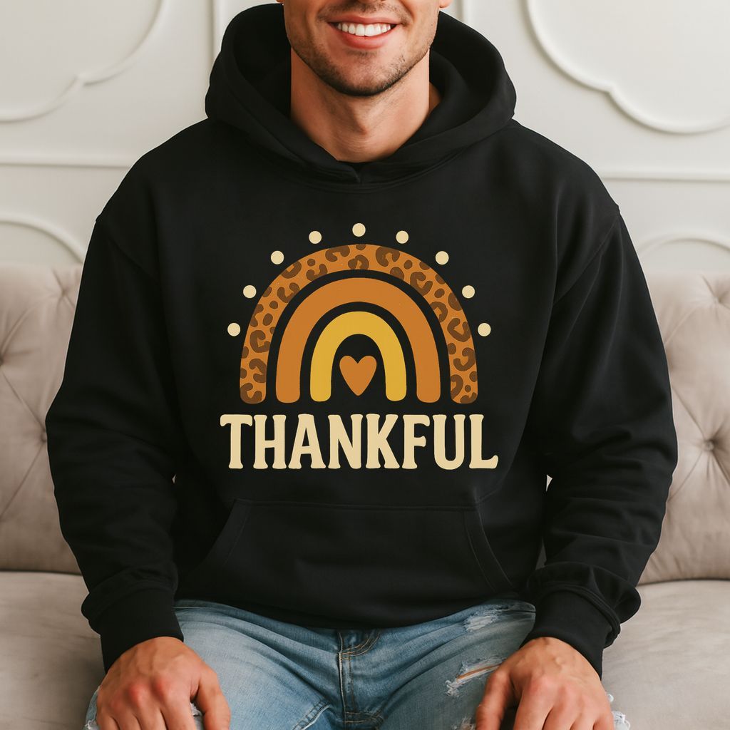 Thankful Leopard Rainbow - Cute Fall Aesthetic Hoodie product image 3