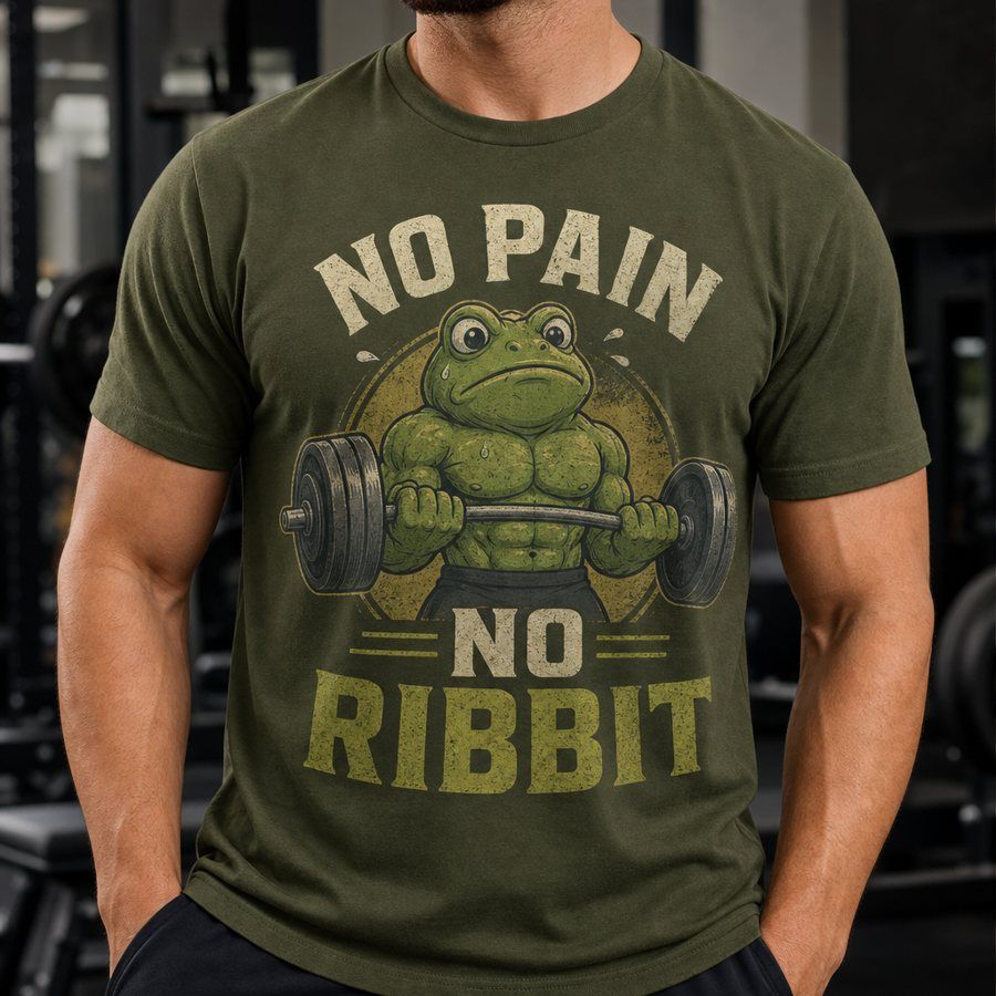 Frog Gym Bro No Pain No Ribbit T-Shirt product image 1
