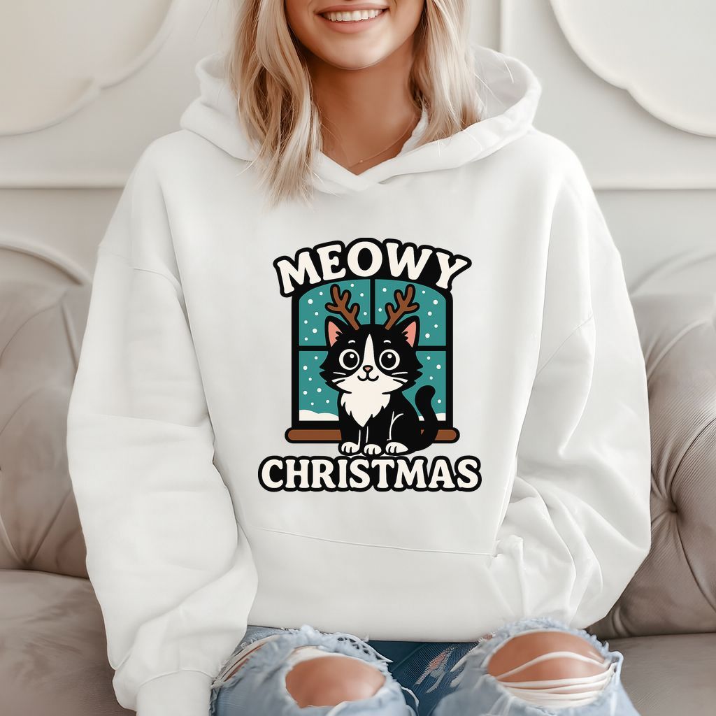 Meowy Christmas Funny Cat Lover Gift Hoodie product image 2