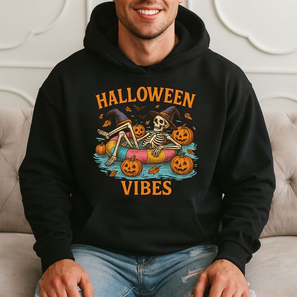 Halloween Vibes – Fun Skeleton Pool Party, Spooky Season, Halloween Hoodie product image 1