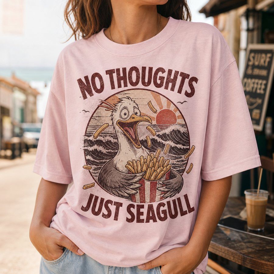 No Thoughts Just Seagull T-Shirt product image 4