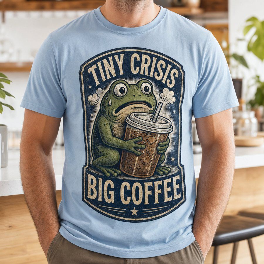 Tiny Crisis Big Coffee Frog T-Shirt product image 2