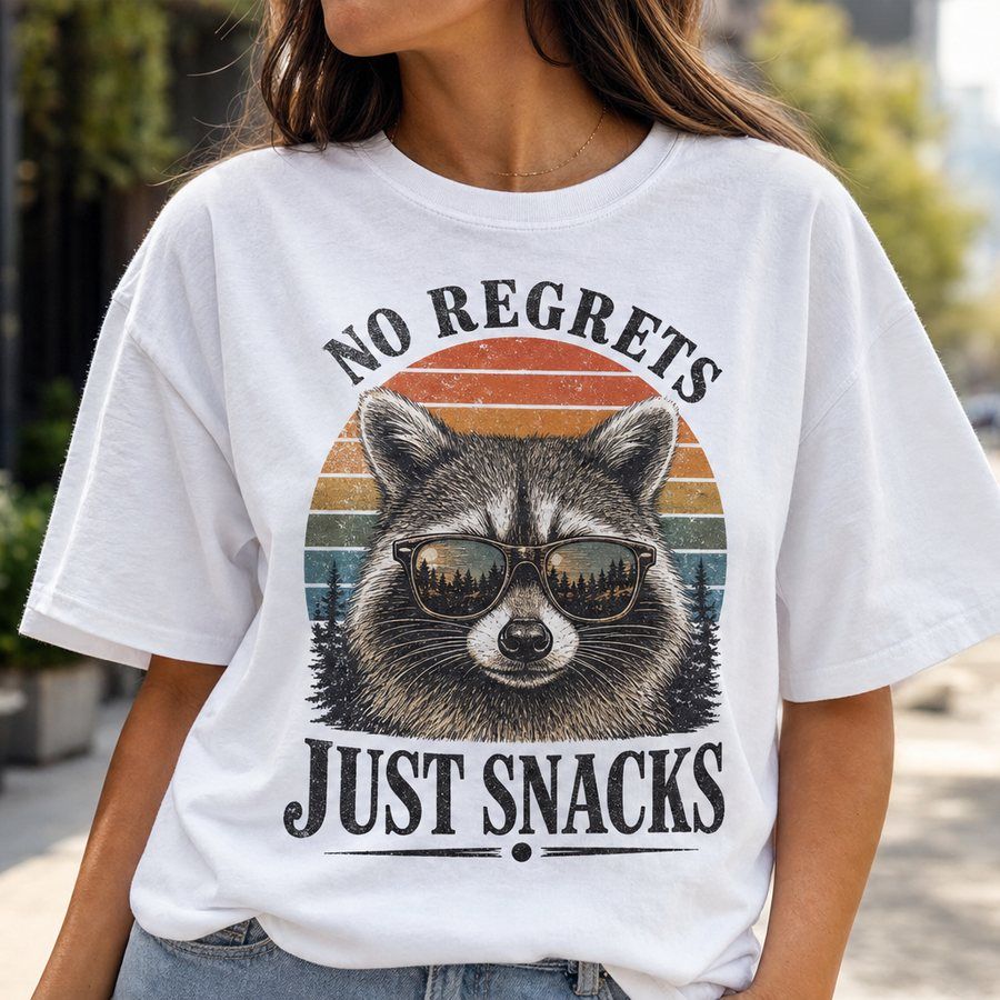Raccoon With Snacks and No Regrets T-Shirt product image 3