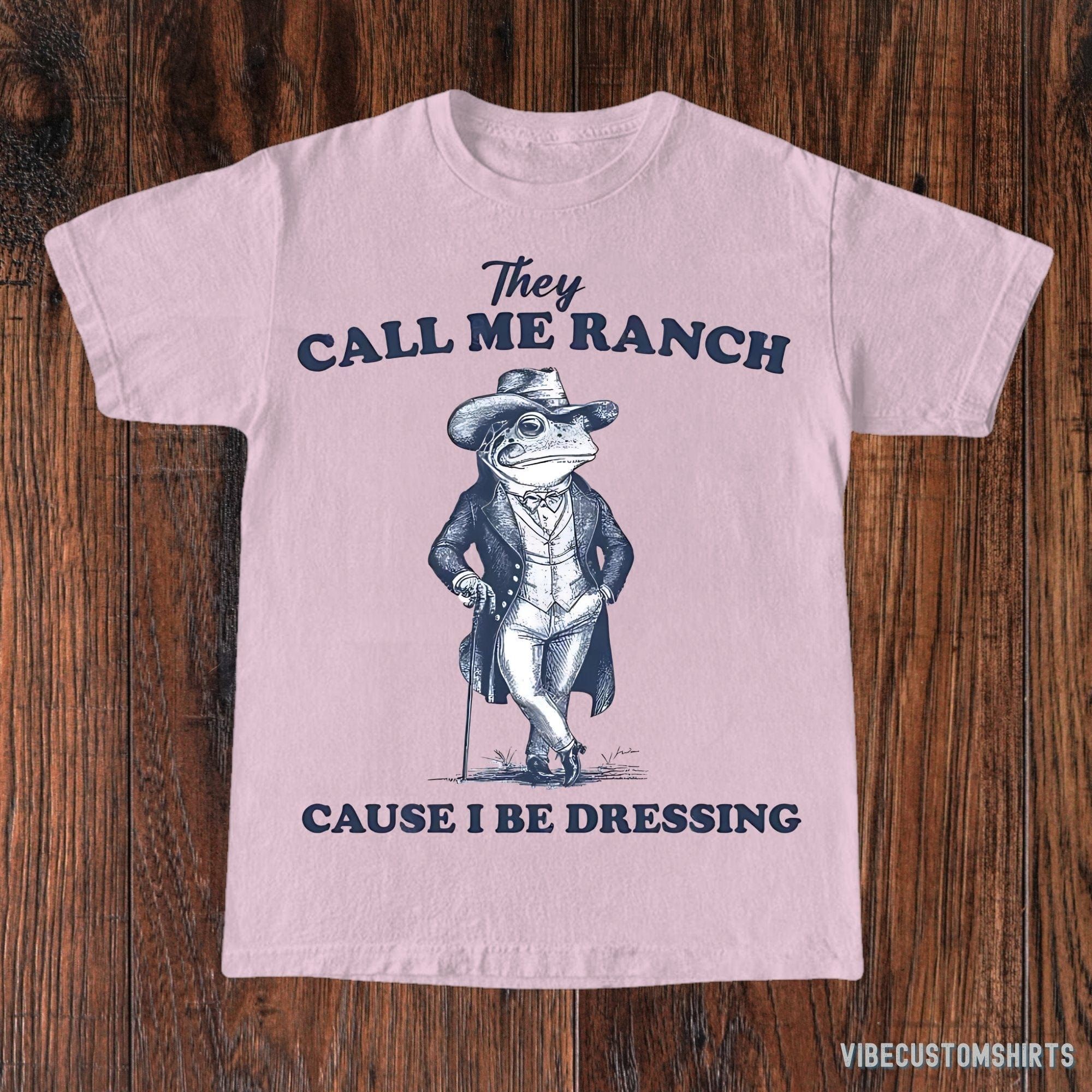 They Call Me Ranch Cause I Be Dressing Vintage Shirt, Retro Frog Shirt, Unhinged Gen Z Meme T-Shirt, Funny Frog Dressed Tuxedo, Gag Gift product image 4