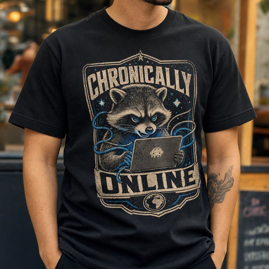 Chronically Online Raccoon Vintage Graphic Tee product image 5
