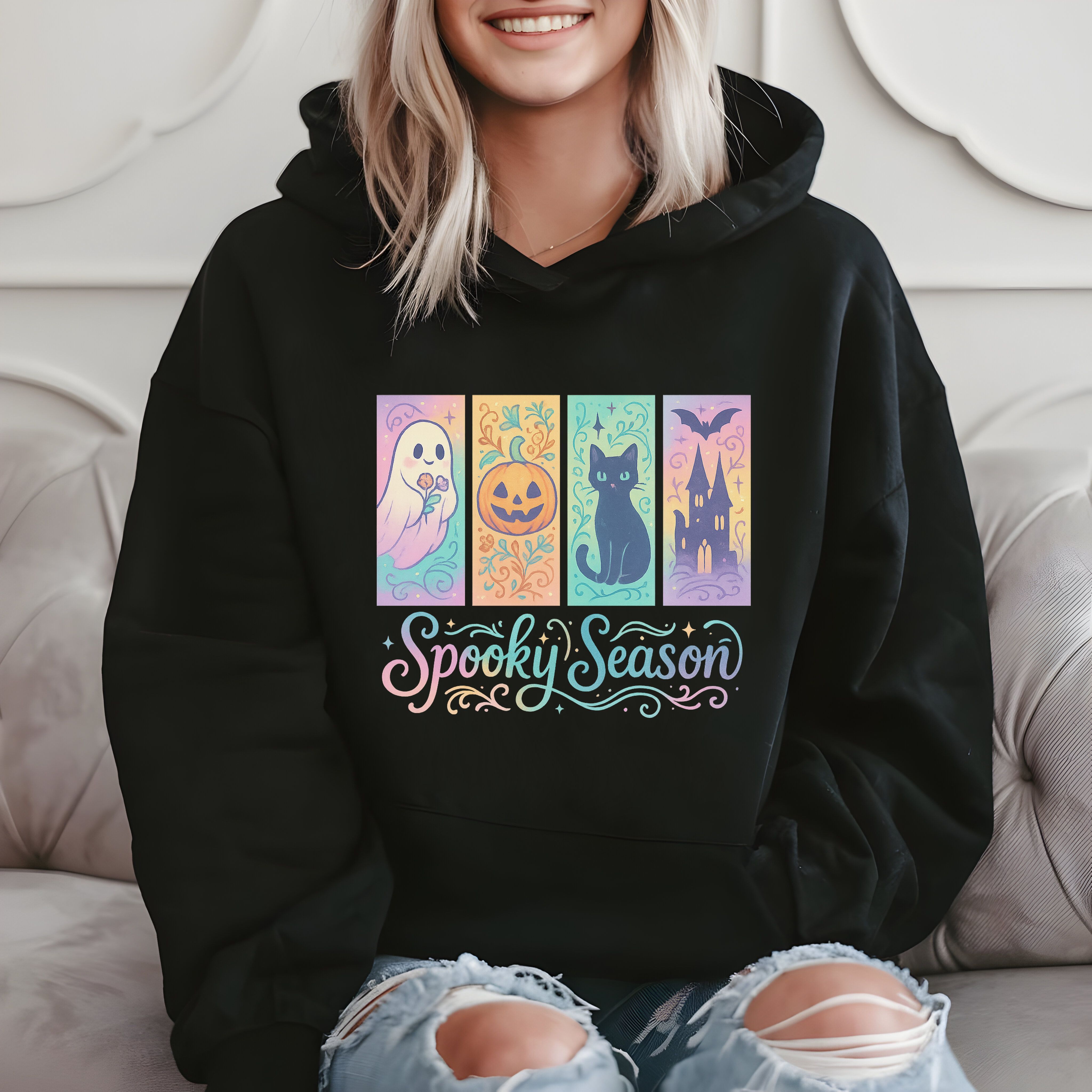 Spooky Season - Cute Halloween Ghost Pumpkin Hoodie product image 2