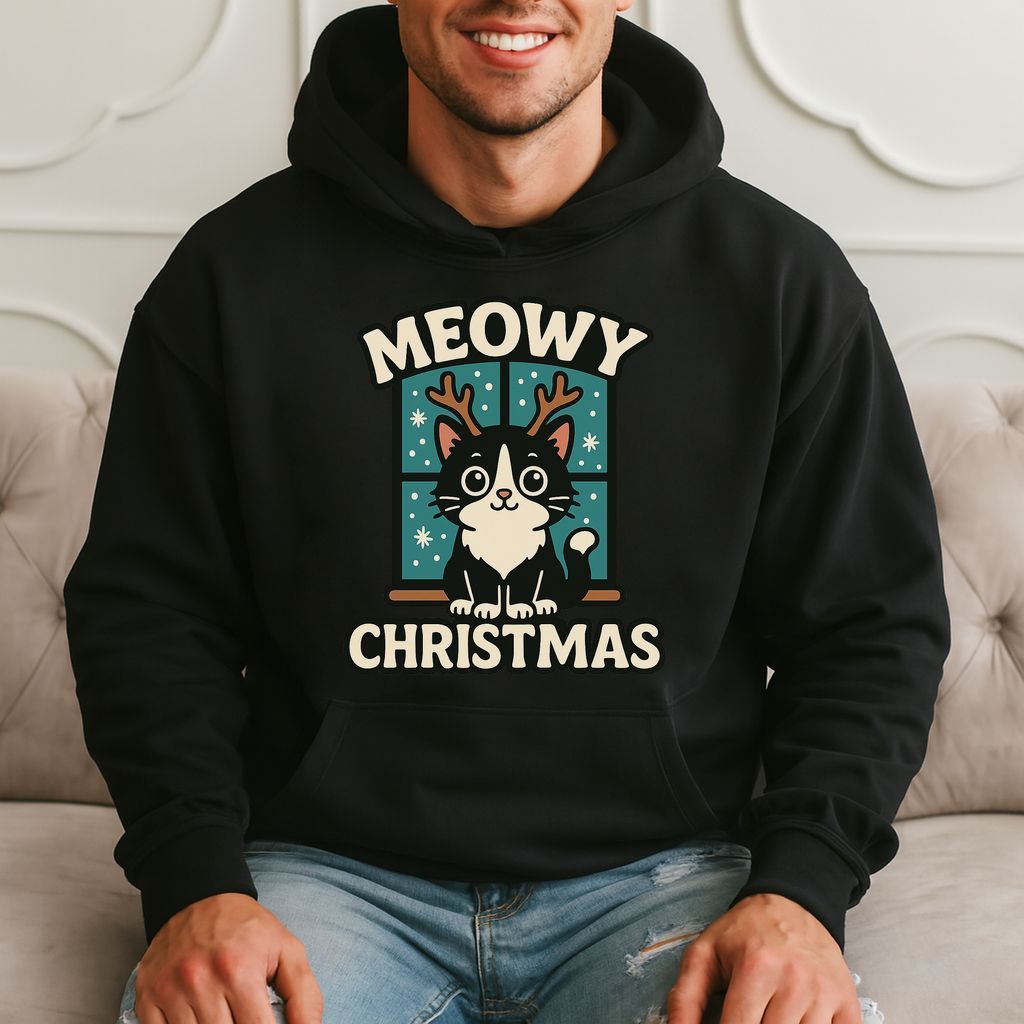 Meowy Christmas Funny Cat Holiday Hoodie product image 1