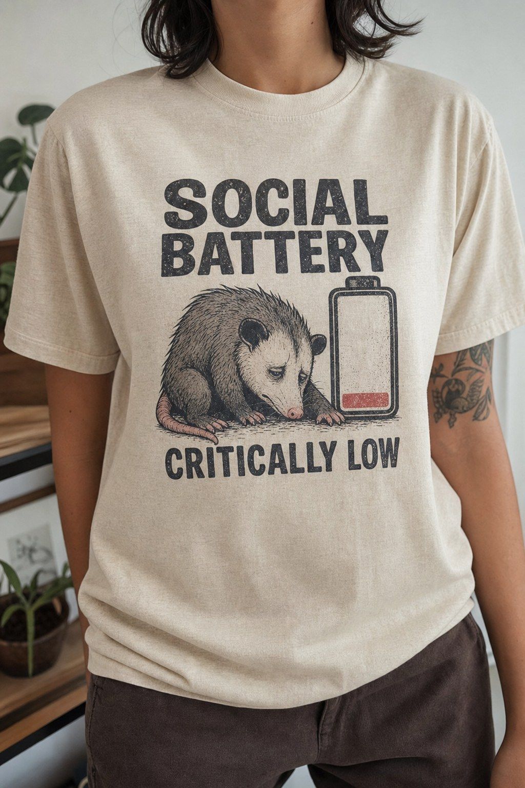 Social Battery Critically Low Opossum T-Shirt product image 2