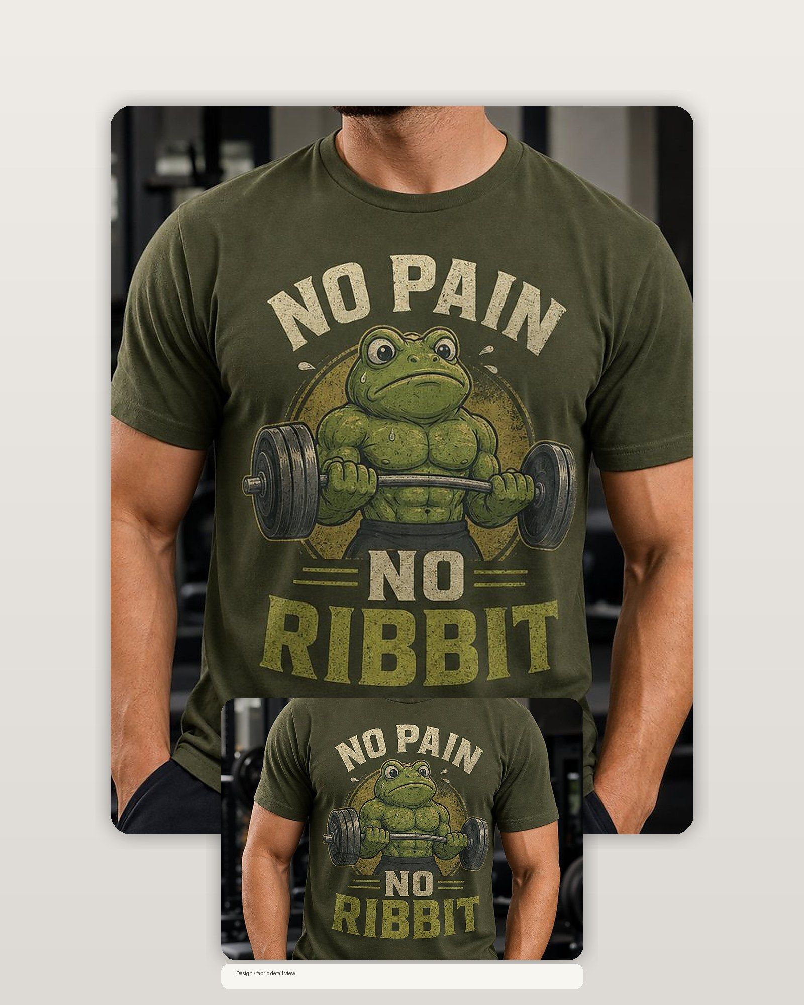 Frog Gym Bro No Pain No Ribbit T-Shirt product image 2