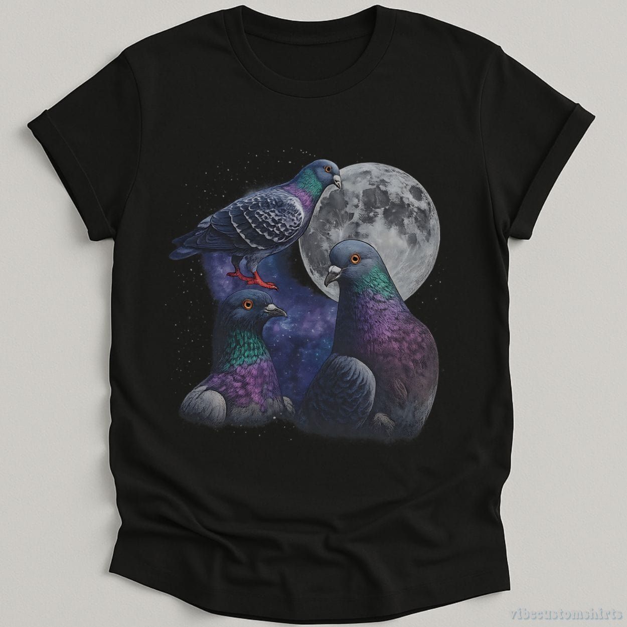 Three Pigeon Moon Retro Funny Shirt product image 1