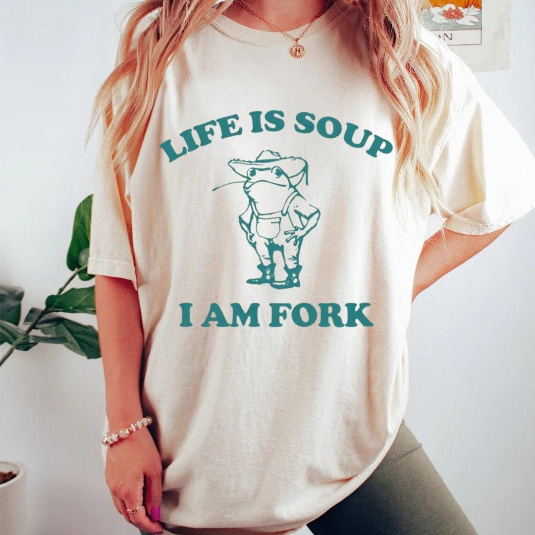 Life Is Soup I Am Fork Frog Vintage T-Shirt product image 6