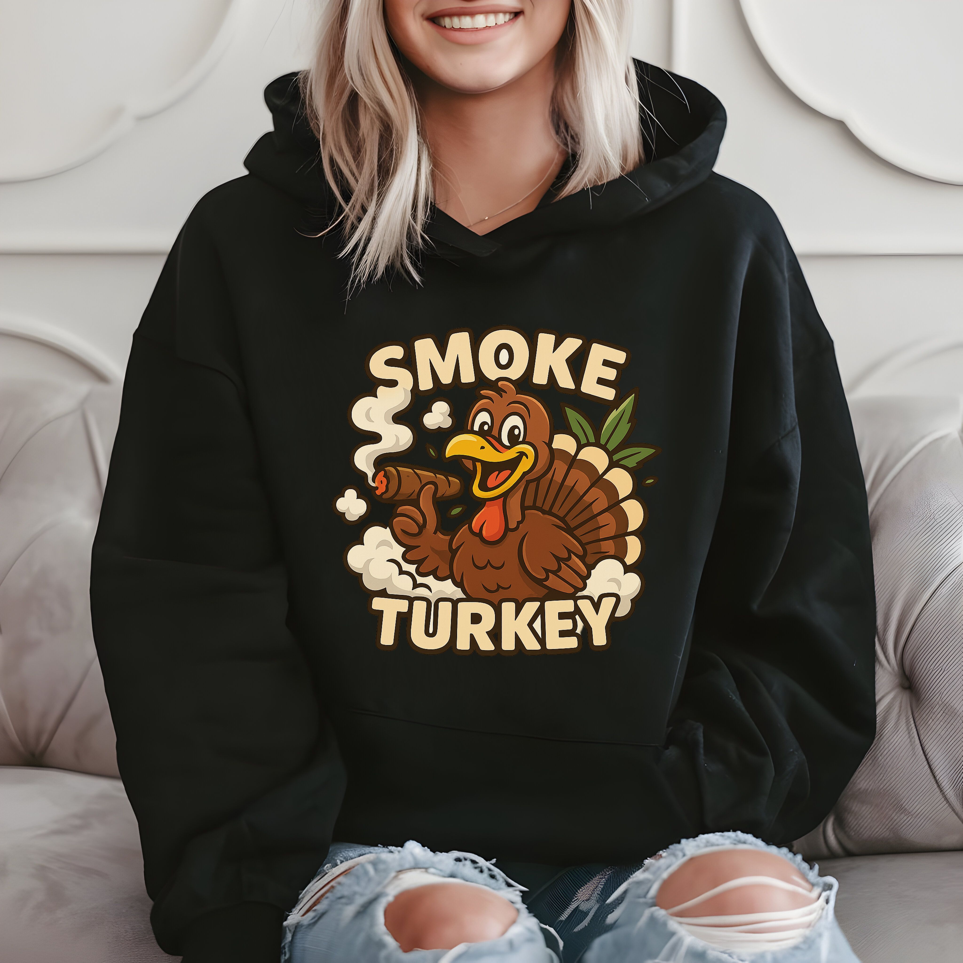 Smoke Turkey Funny Thanksgiving Gift, Bbq Meme Hoodie product image 2