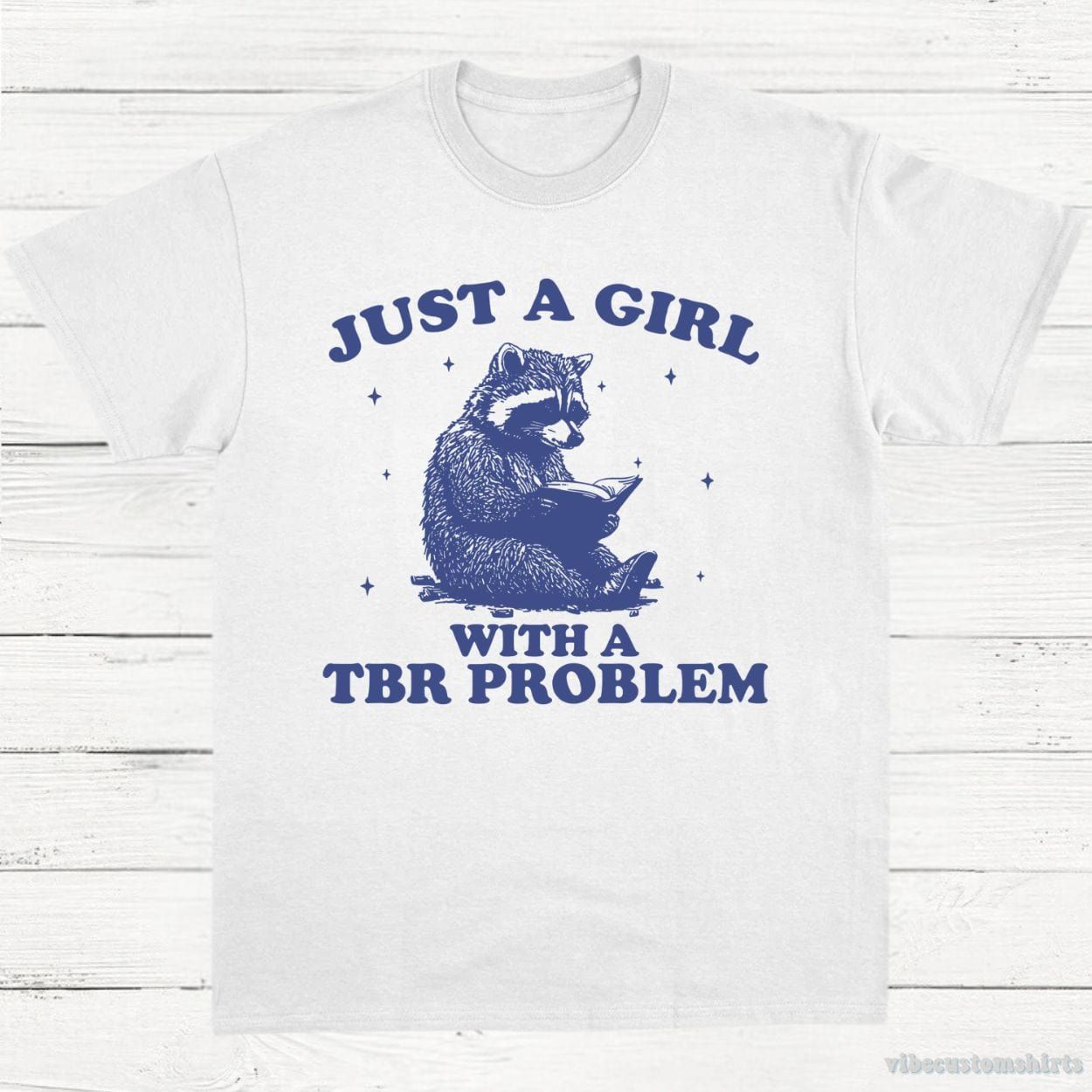 Just A Girl With A TBR Problem Bookish Raccoon Shirt product image 2