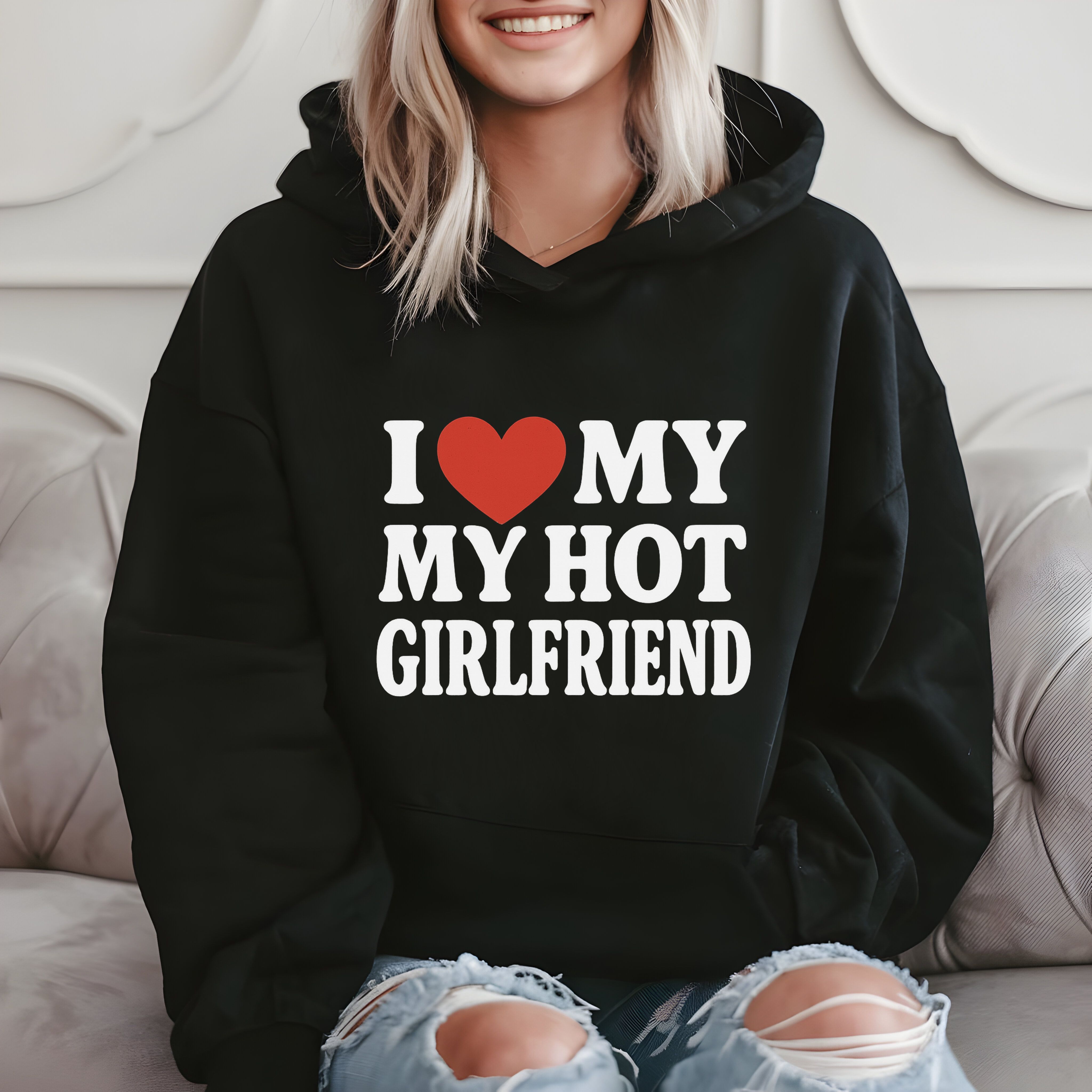 I Love My Hot Girlfriend - Cute Romantic Gift Hoodie product image 2