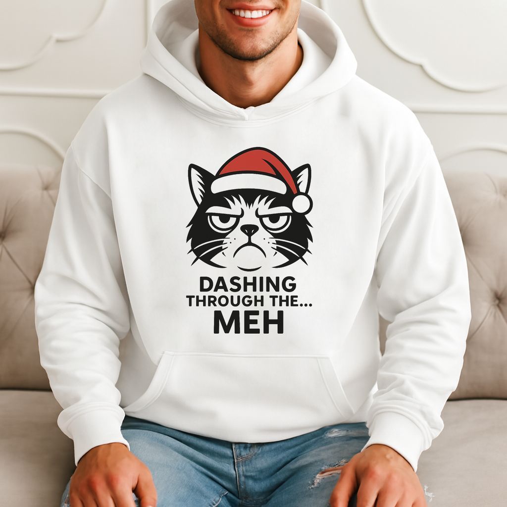 Dashing Through The Meh Funny Cat Hoodie product image 3