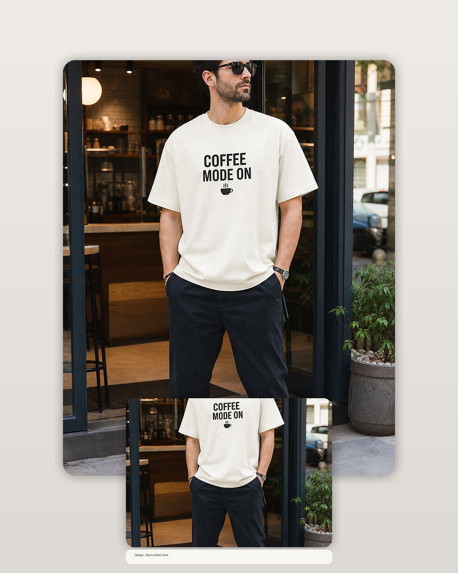 Coffee Mode On Premium Boxy Tee – Graphic Streetwear T-Shirt for Everyday Outfits, coffee lover gift / office product image 2