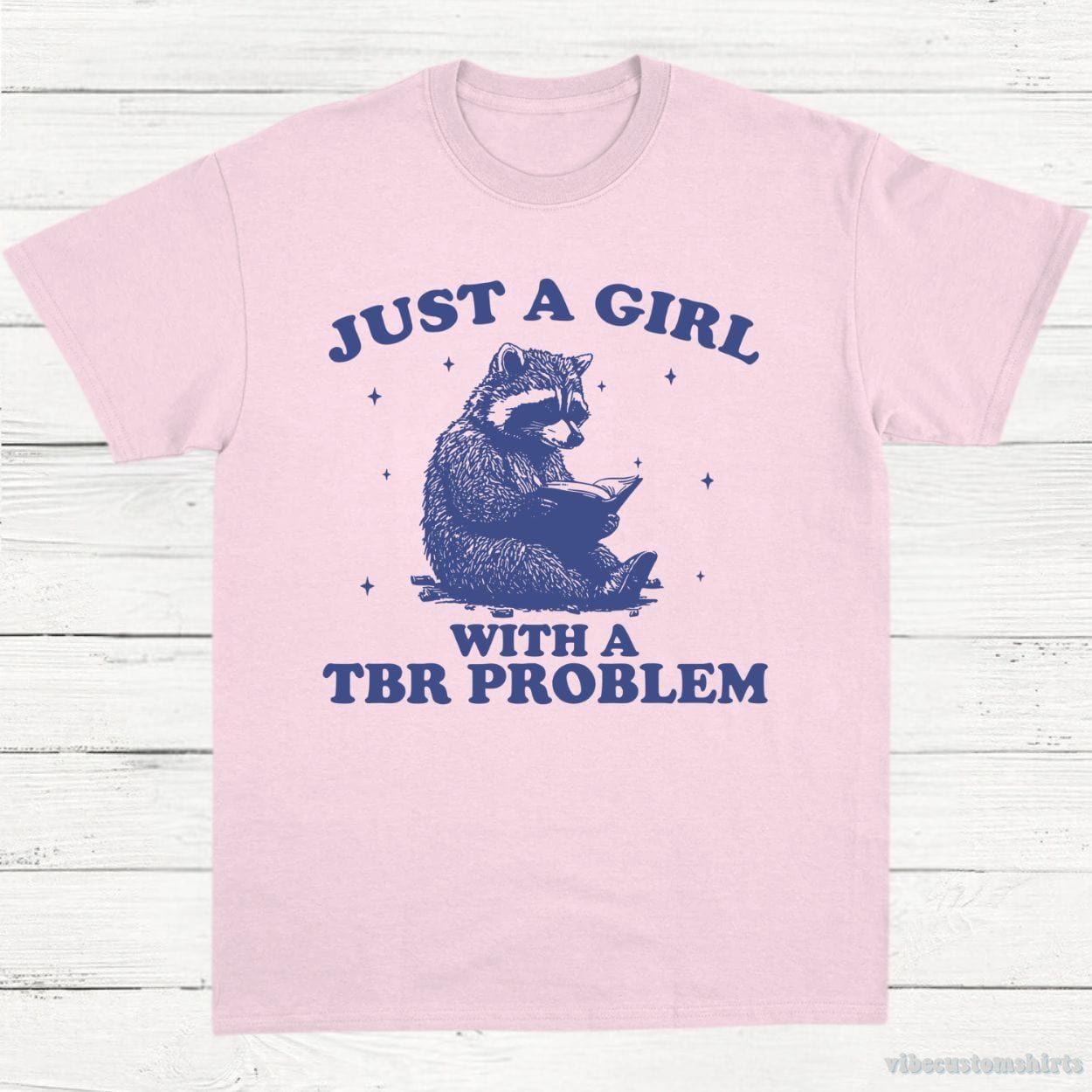 Just A Girl With A TBR Problem Bookish Raccoon Shirt product image 4