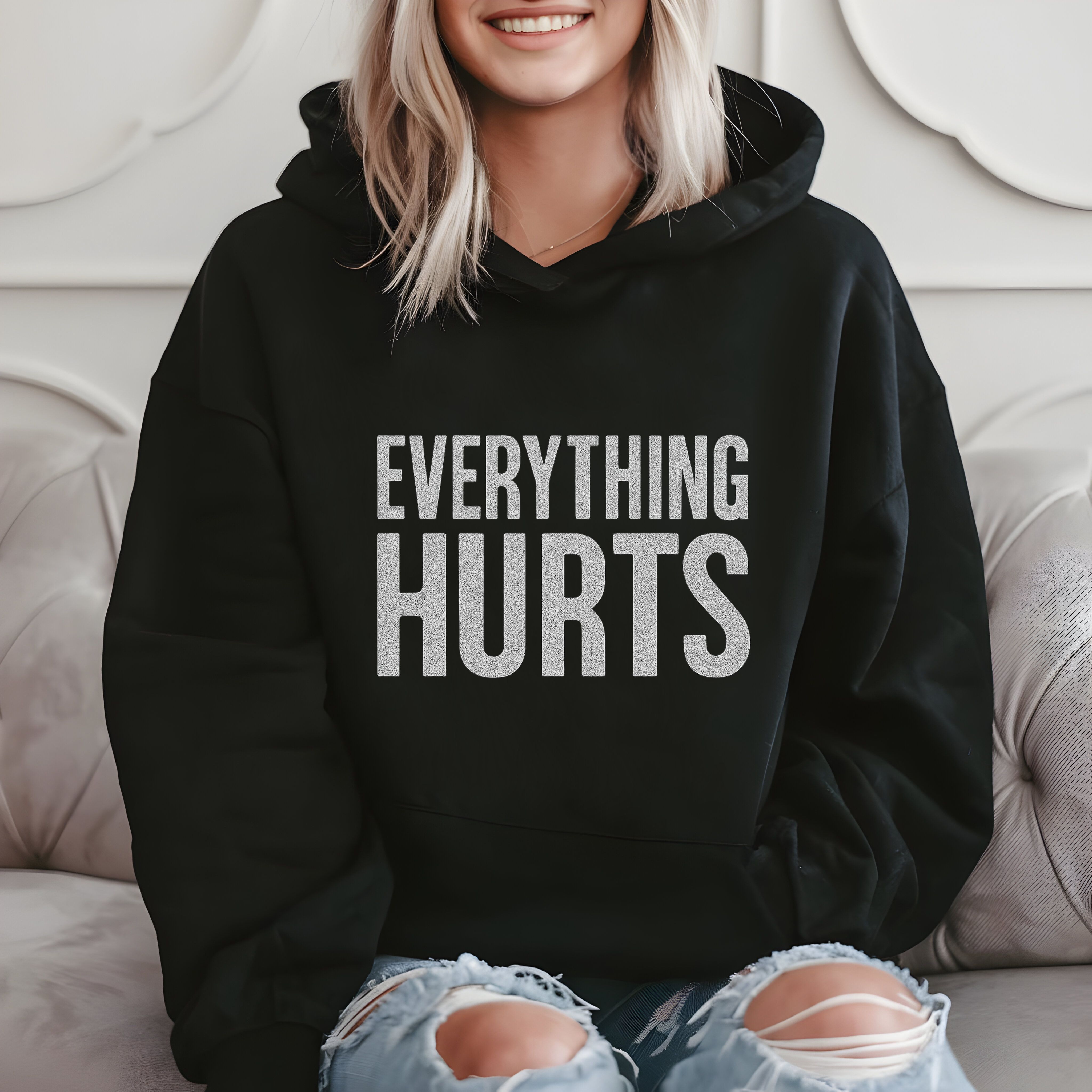 Everything Hurts Funny Meme Hoodie product image 2