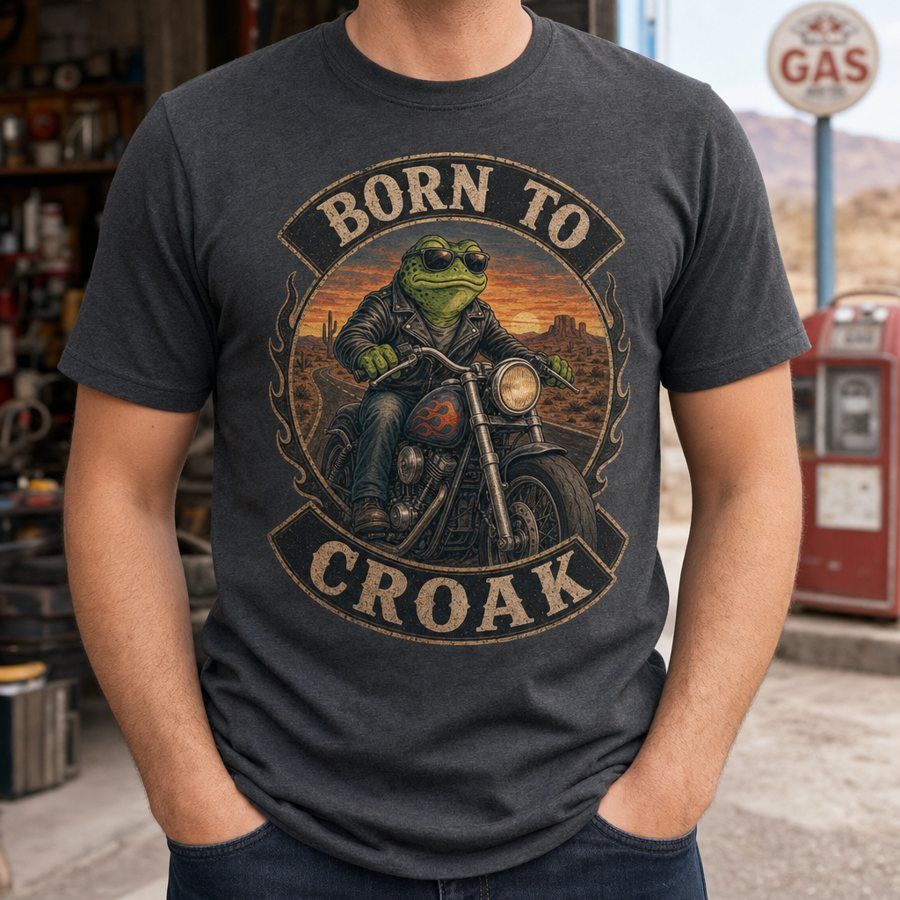 Frog Biker Born To Croak T-Shirt product image 1