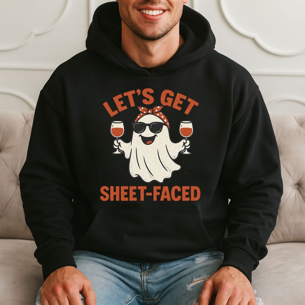 Let's Get Sheet-faced Funny Halloween Drinking Hoodie product image 1